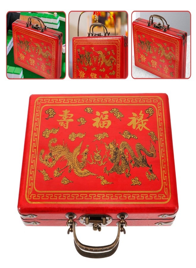 DIYEAH Wooden Chinese Mahjong Storage Case Traditional Treasure Box Mahjong TilesVintage Container 1Pc - Image 4